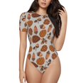 thumbnail image 1 of Balery Pinecone Autumn Pattern Body de cuello redondo de manga corta para mujer Tops de manga corta Tops básicos-Medium, 1 of 7