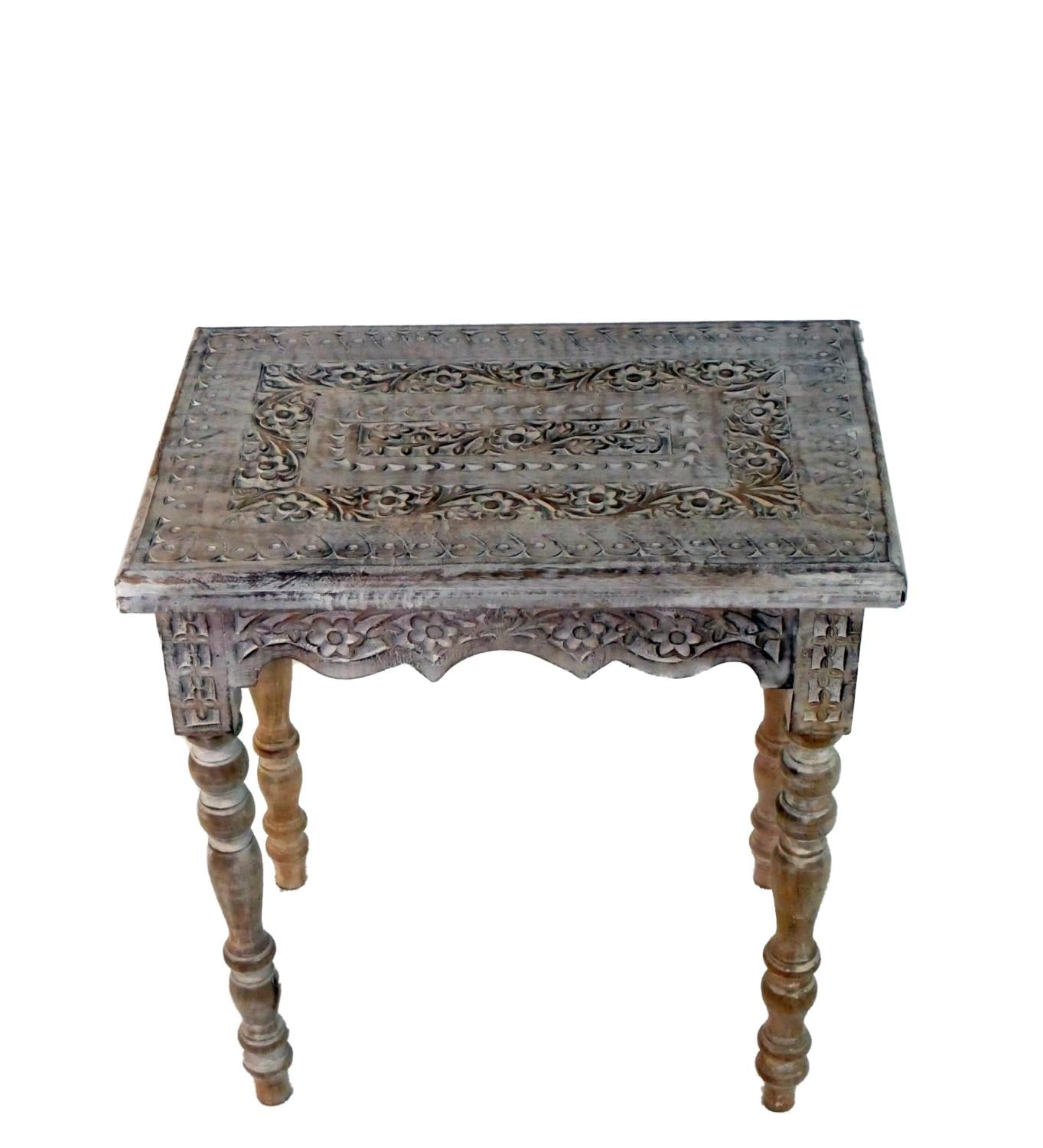 Privilege Carved Wood Table With White Finish 56046