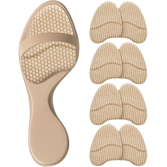 Metatarsal Pads for Women, Ball of Foot Cushions, Heel Inserts, High Heel Comfort Pads (4 Pairs), Anti Slip, Invisible Design