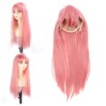 thumbnail image 1 of Peluca Rosa Larga, Cosplay Fácil de Aseturar una Peluca Larga Textura Elegante Sintética Con Flequillo para La Fiesta, 1 of 7