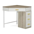 thumbnail image 4 of Spaco Corner Desk, Triangle Computer Desk Makeup Vanity Desk with 3 Drawers, Desk for Indoor as Home, Office, Gray+White, 4 of 5