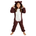 thumbnail image 2 of BFHHYA Girls' Fuzzy Onesie Sleepwear Long Sleeve Full Zip Cat-Ear Hooded Jumpsuit Sleepwear Loungewear for At-Home Play & Sleep, 2 of 6