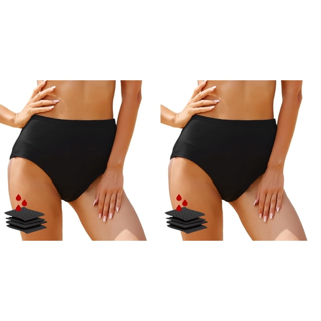 (Lot de 2) Rinsvye Bas de Bikini Taille Haute Grande Taille pour Femmes, Bas de Maillot de Bain Rétro, Bas de Maternité, Maillot de Bain Taille Mi-Haute