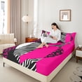 thumbnail image 4 of Homewish Pink Love Heart Queen Sheet Sets, Romantic Valentines Day Flat Sheet, Cartoon Leopard Zabra Print Queen Fitted Sheet, Ultra Soft Bedroom Decor, 4pcs, 4 of 7