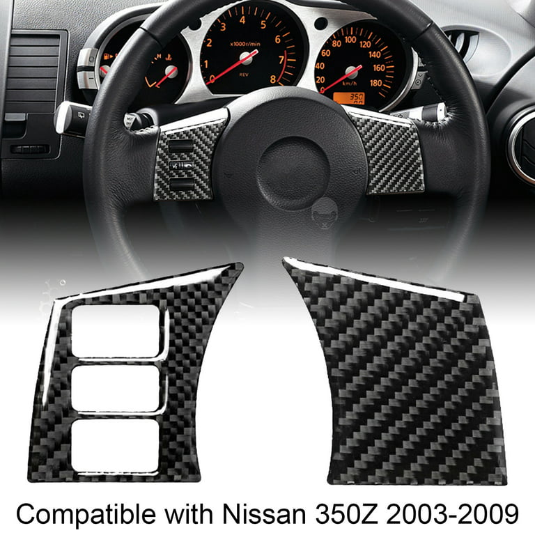 Star Home 2Pcs Carbon Fiber Steering Wheel Button Frame Cover Trim Sticker  Compatible with Nissan 350Z 2003-2009 