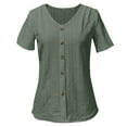 thumbnail image 7 of Womens T Shirts V NeckShort Sleeves Loose Fit Army Green Summer Clothes Trendy Womens Clothes, 7 of 7