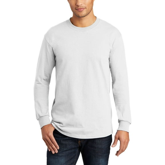 Just Blanks Premium 100% Cotton USA-Made Long Sleeve T-Shirt for Custom Printing & Comfort, White, 4XL