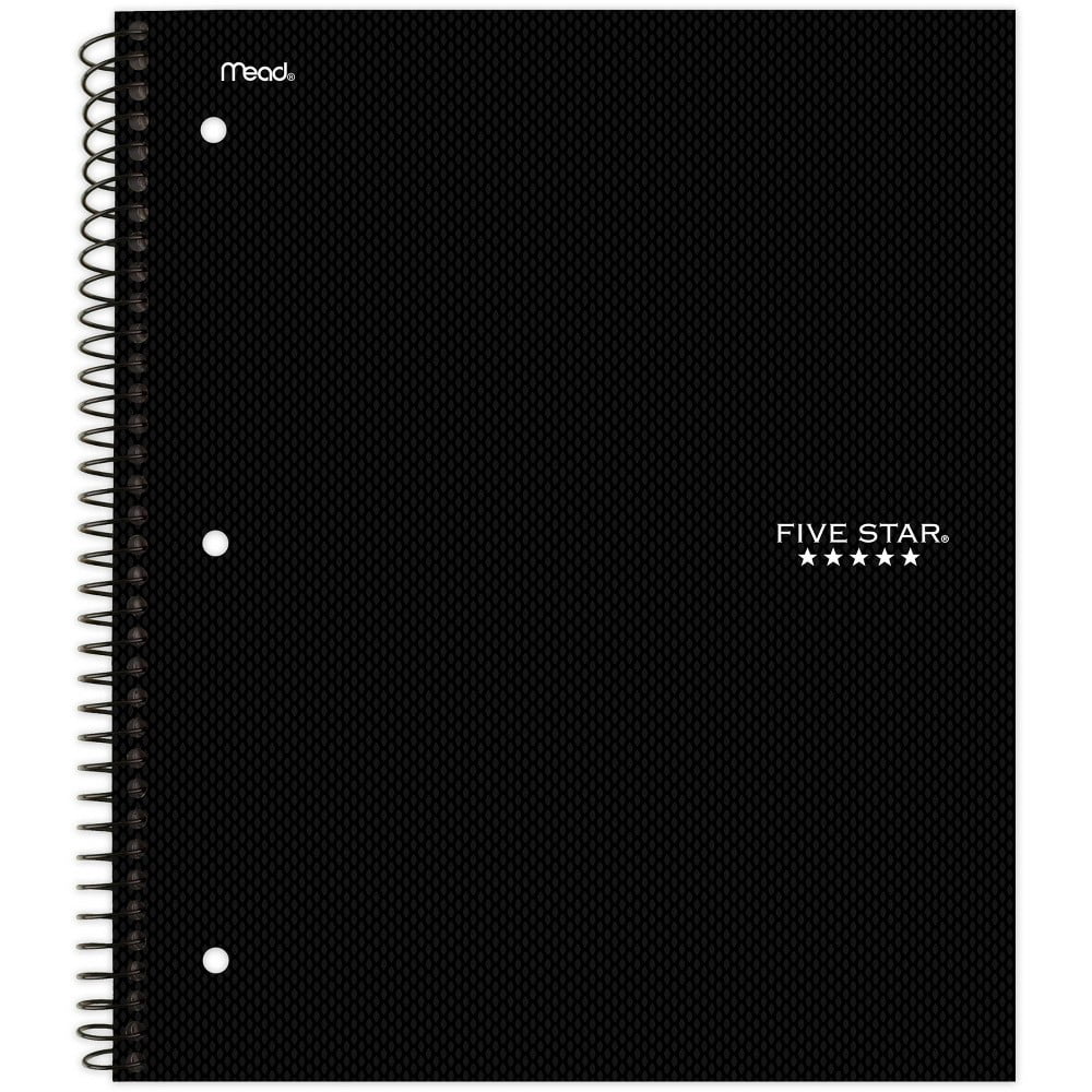 Five Star 170 sheet College Ruled 1 Subject Spiral Notebook Black