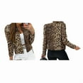 thumbnail image 3 of Women'S Cheetah Print Blazer Leopard Jacket Long Sleeve Suit Work Jacket Brown M, 3 of 9