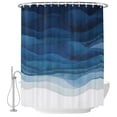 thumbnail image 2 of Navy Blue Ombre Shower Curtains for Bathroom, Abstract Modern Stripe Waves Moires Waterproof Fabric Shower Curtain, Decorative Bathroom Curtain for Bathtub, 72"x84" , No Hooks Included, 2 of 9