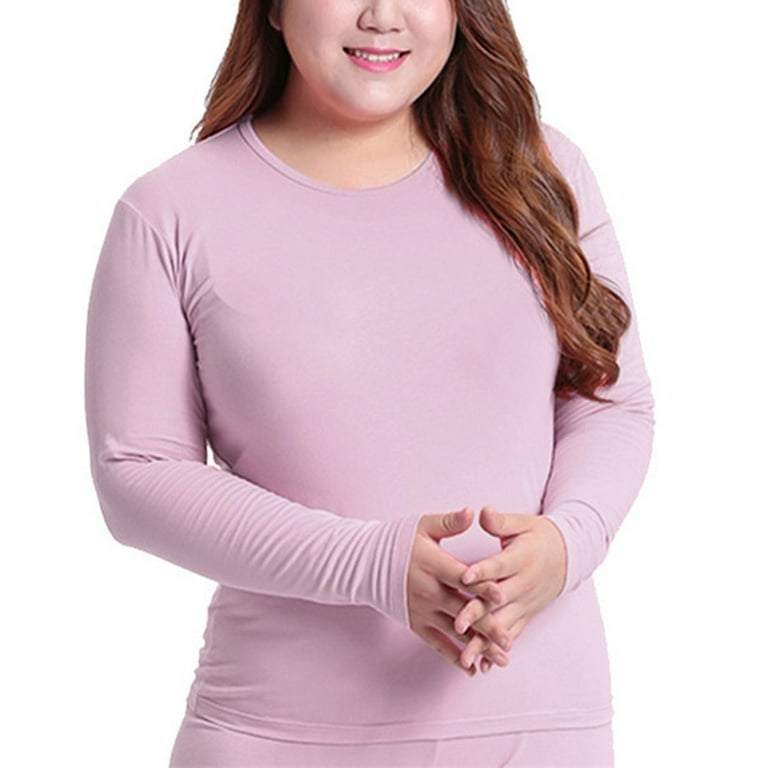Plus Size Women Thermal Underwear Top Middle High Neck Long Sleeve Casul Top