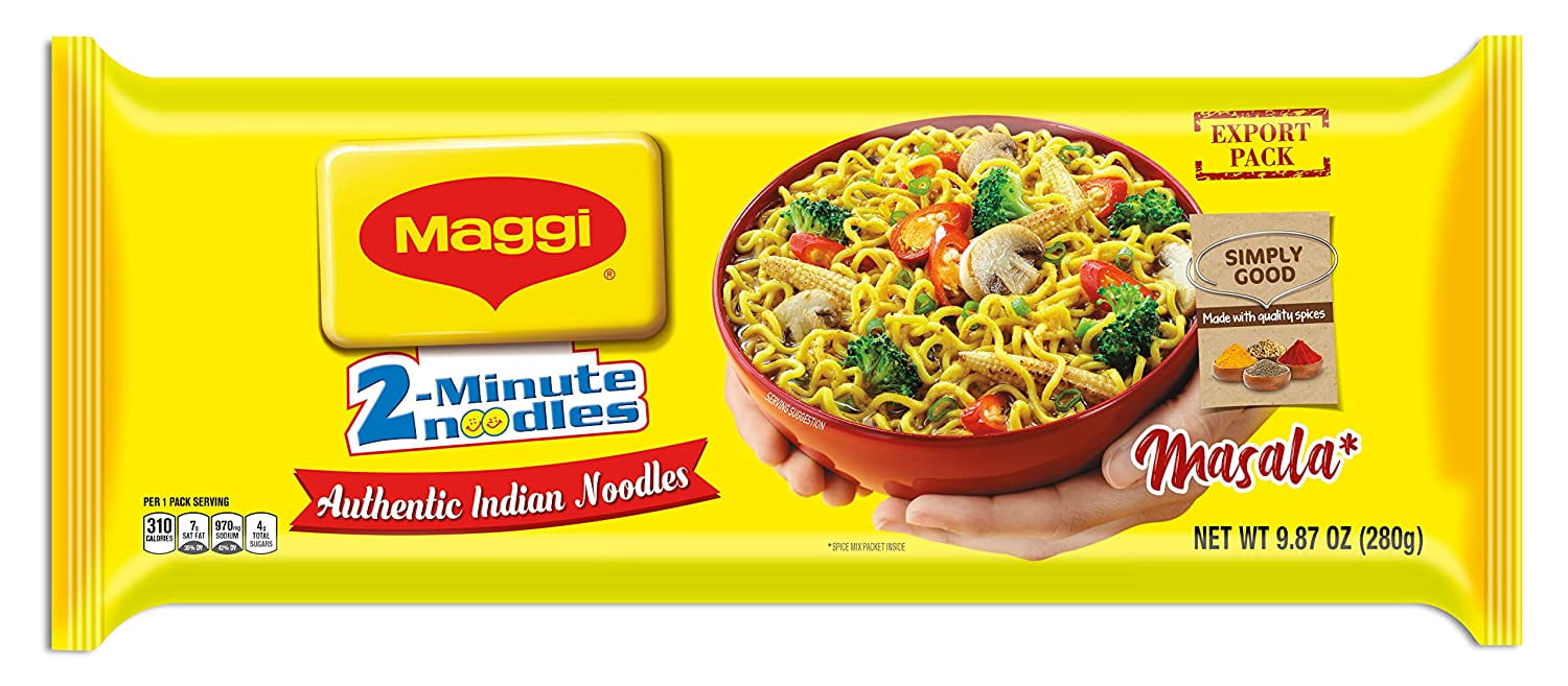 Maggi Masala 2Minute Noodles India Snack 280g Each(Pack of 70gm x 4