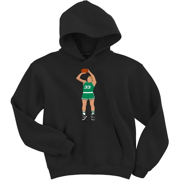 BLACK Celtics Larry Bird Larry Legend Pic Hooded Sweatshirt ADULT