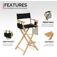 thumbnail image 4 of Upgraded 31" Height Tall Director Chair Folding Artist Makeup with Replacement Cover BlackCanvas, Storage Side Bags, Portable Footrest, Support 250 lbs,Solid Hardwood & Polyester Wood, 4 of 9