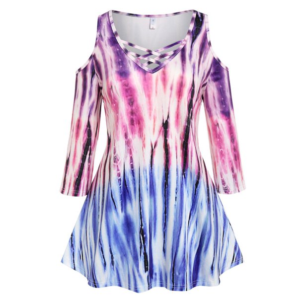 Talla grande tinte tinte hombro frío cables de celosía Rosegal Camisetas tallas grandes