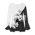 thumbnail image 4 of Fatuov Long Sleeve Tops for Women Button V-Neck Trendy Casual Blouses Fall Fashion Pleated Boho Floral Graphic T-shirts Clothes Multicolor XL, 4 of 4