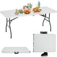 thumbnail image 1 of Folding Table Heavy Duty Fold Up Table Camping Working Table Indoor Outdoor Plastic Folding Table Utility Party Dining Table Easy to Assemble with Lock Function，White, 1 of 9