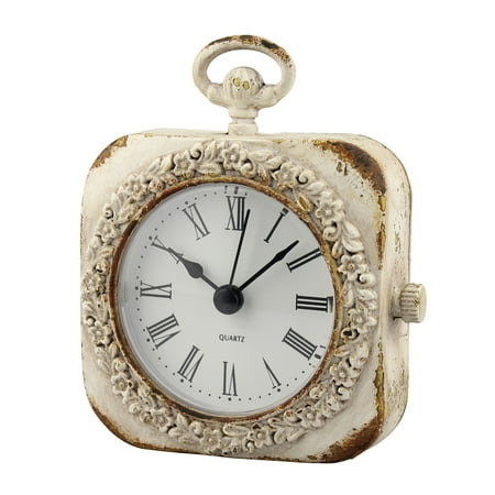 - Small Weathered White Tabletop Clock