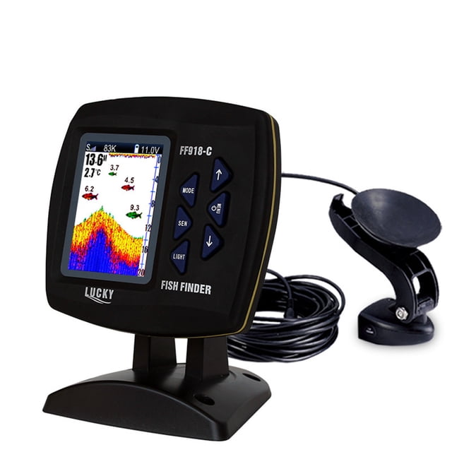Riwcyla FF918-C100DS Color Screen Wired Fish Finder Dual Frequency 328ft100m Depth Boat Fish Finder
