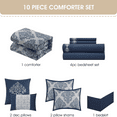 thumbnail image 3 of Lanco Blue Comforter Set Queen Size , Clip Jacquard Bedding Set , 10 Piece , Damask All Season Comforter, 3 of 7