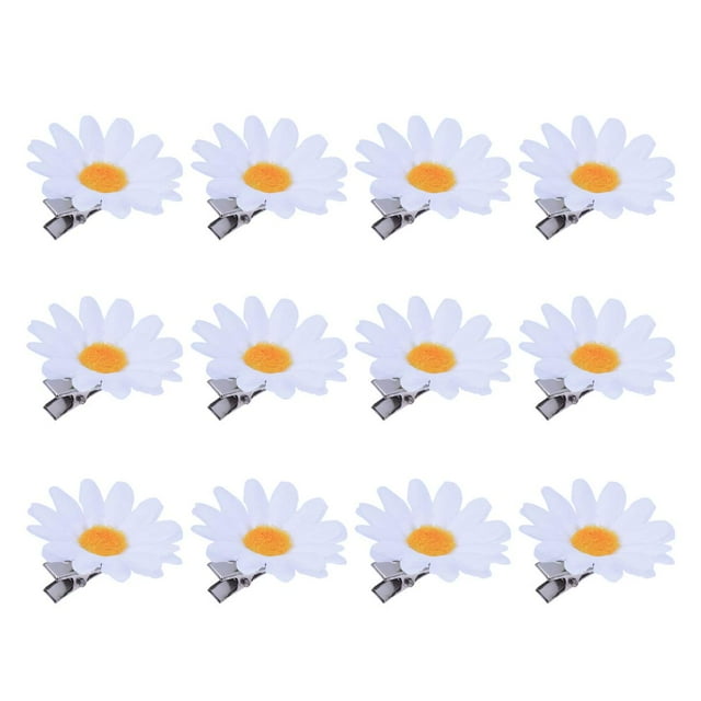 12 pinzas para el pelo de margaritas, pasadores de flores, horquillas para el pelo, accesorios para el pelo de boda para bebés, niños, niñas, mujeres pequeñas (blanco)