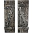 thumbnail image 3 of BARNWOODUSA Decorative Shutters Set of 2 Rustic Farmhouse Window Shutters with Traditional Barn Look Z Pattern Made from Reclaimed Wood Interior Country Style Decor Smoky Black, 3 of 4
