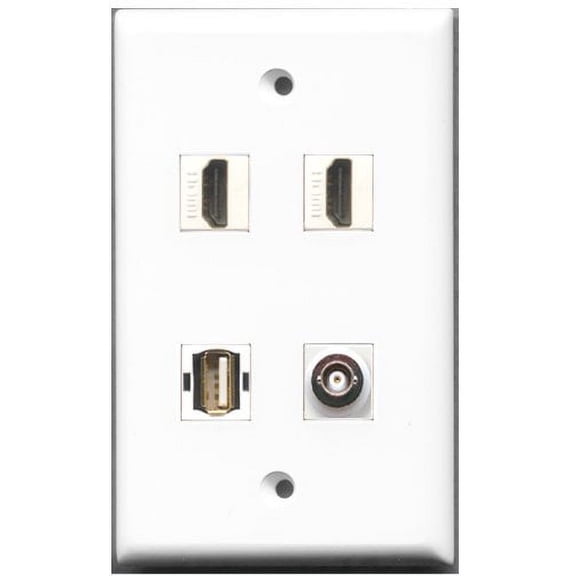 RiteAV - 2 Port HDMI 1 Port USB A-A 1 Port BNC Wall Plate