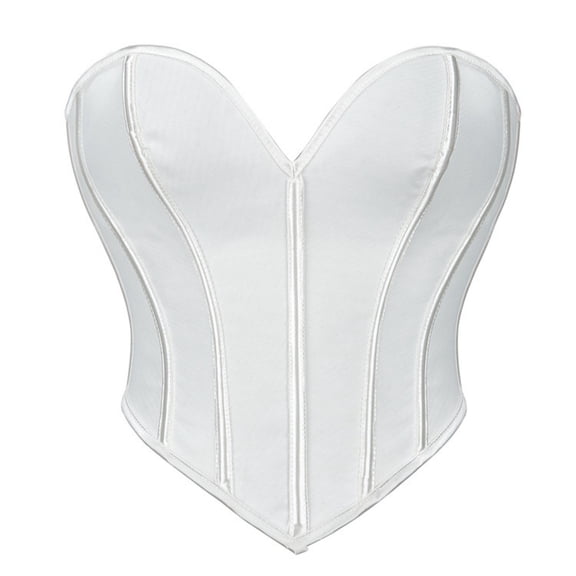 ZQUUVOU Women's Corset Bustier Top Strapless Vintage Renaissance Corset Bustier Boned Overbust Tube Party Crop Top White