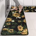 thumbnail image 2 of Kitchen Rugs Sets Of 2,Black White Flower Sunflower Pattern Anti Fatigue Kitchen Mat Rugs Non Slip Washable,Decorative Kitchen Floor Mats for Kitchen,Sink,Laundry,17"x47"+17"x47", 2 of 5