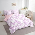 thumbnail image 3 of Manfei Pink Sakura 7 Pieces Bedding Comforter Set,Japanese Style Full Bedding Set Lightweight,Chic Flower Fitted Sheet Flat Sheet,Microfiber Cherry Blossom Room Decor,Reversible, 3 of 7