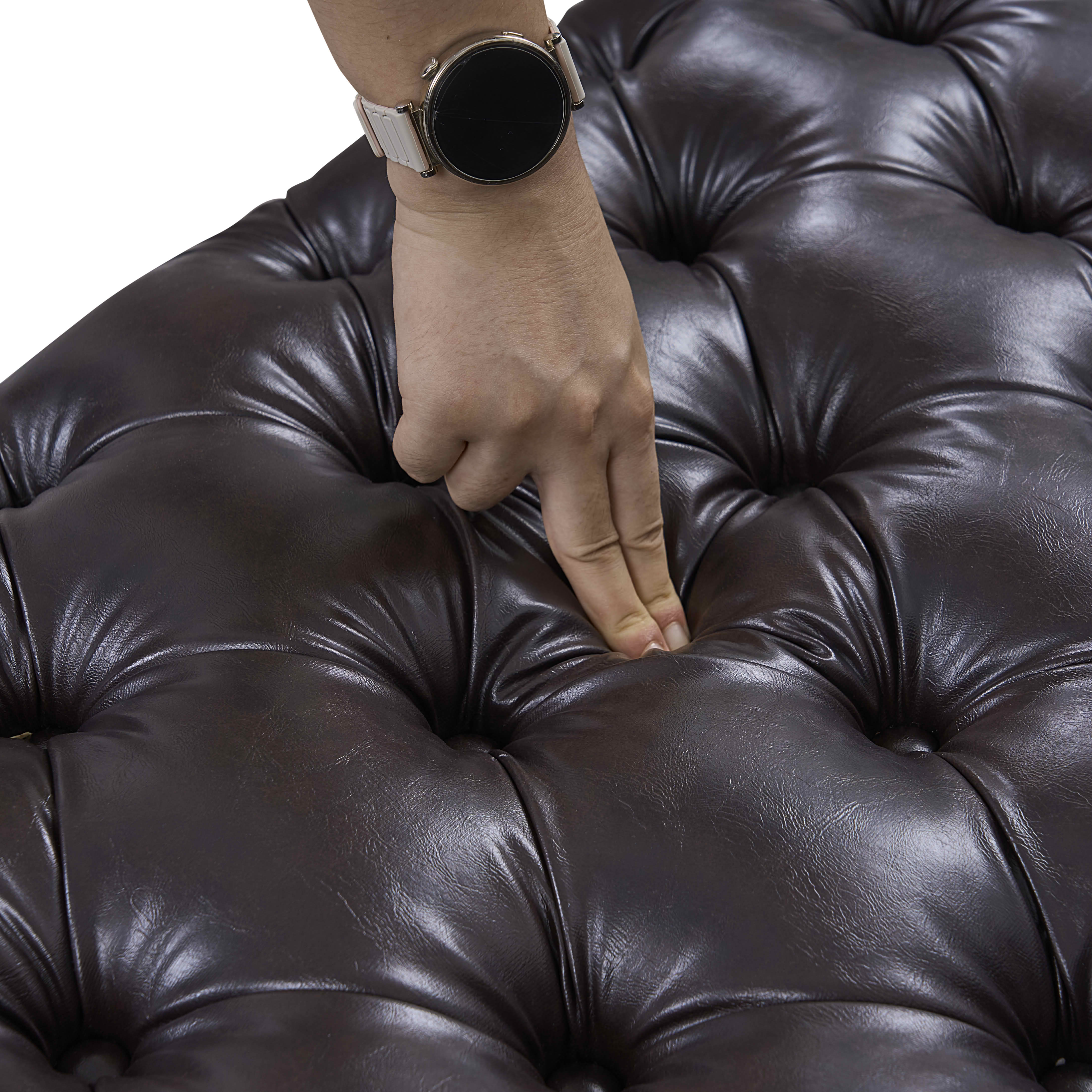 MAYEERTY Faux Leather Modular Sectional Sofa, Hand‑Crafted Button Tufted Couch with Ottoman, Multi‑Shape Reconfigurable for Living Room & Small Apartment