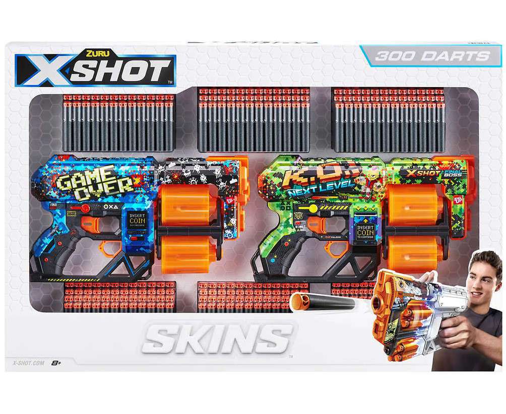 XShot Skins Dread Dart K.O. & The Elektro Blaster 2Pack (300 Darts