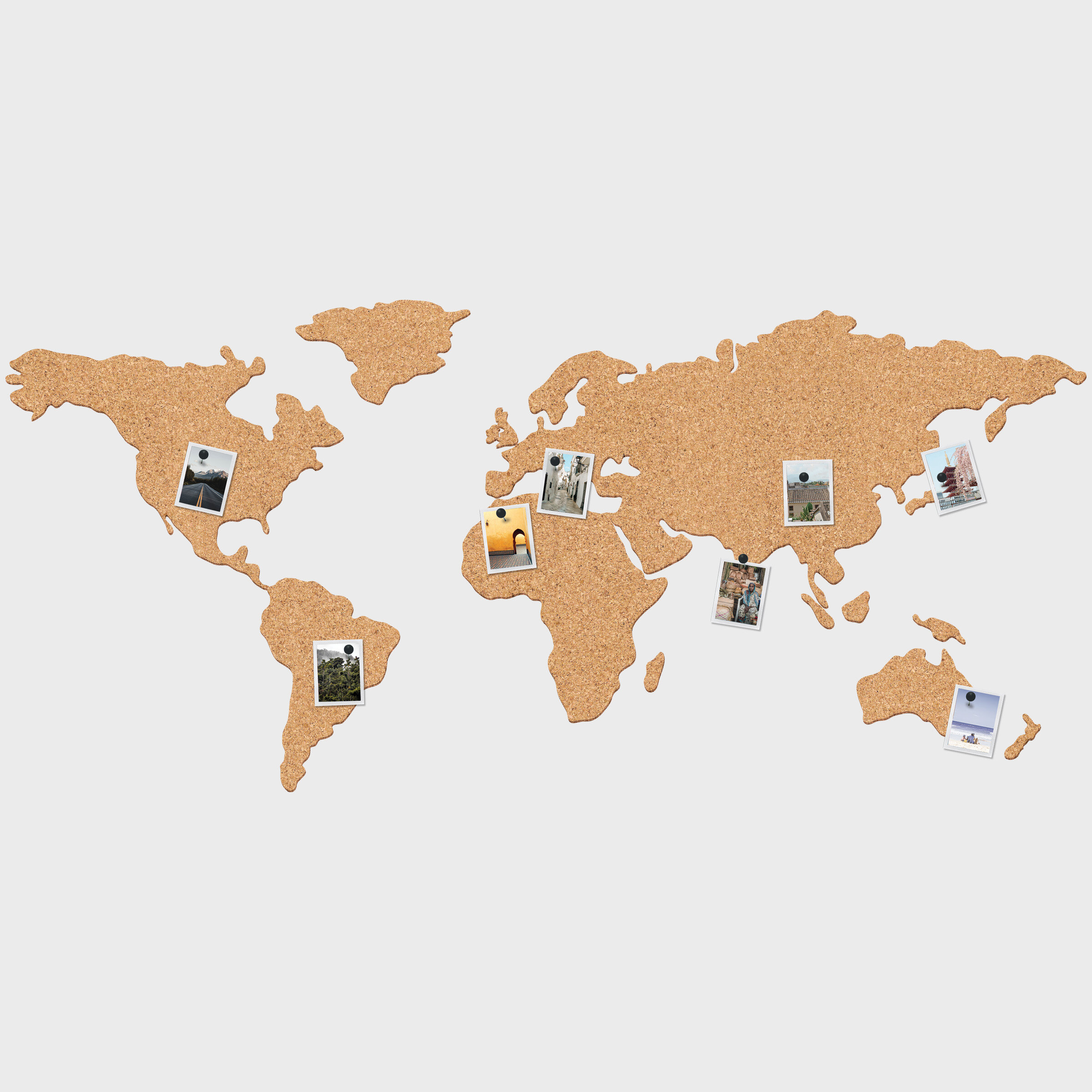 Luckies World Map Pin Board | Cork Board with Pins | Travel Wall Decor