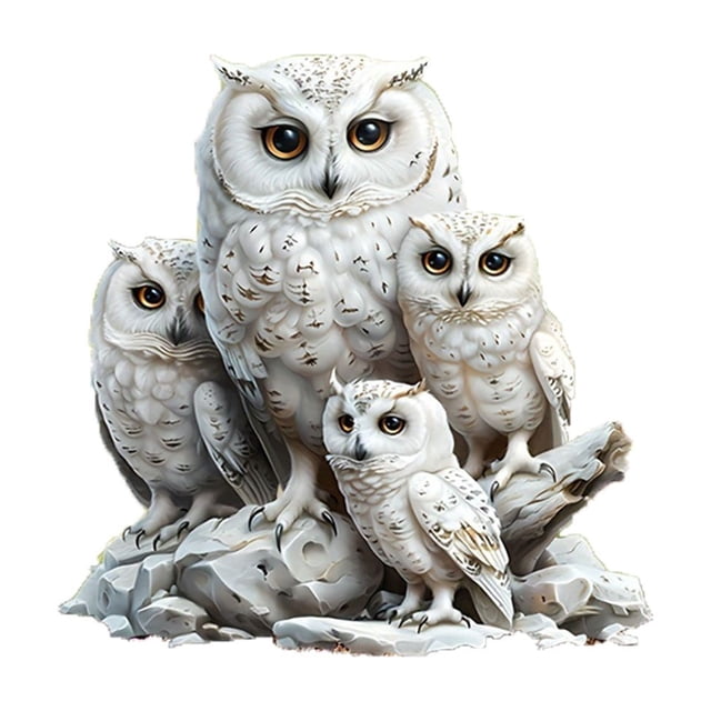 White Owls Home Decorative Ground Insert Garden Sign Outdoor Pots Decorative Ground Insert
