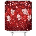 thumbnail image 3 of Valentine''s Day Shower Curtain Red Heart Sweet Love Romance Falling Balloons Valentines Wedding Home Decor Fabric Bathroom Curtain Set with Hooks(70" WX70 H), 3 of 3
