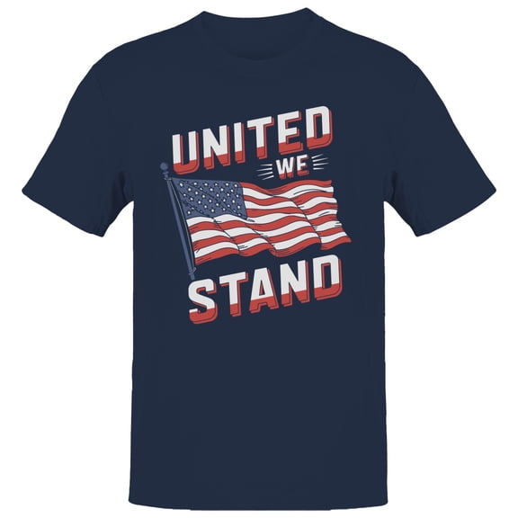 Smartprints United We Stand American Flag Art Men's T-shirt, Navy, S