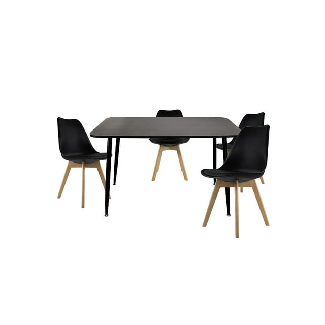Comedor Murcia Rectangular 120x70 para 4 personas con Sillas Frankfurt Negras