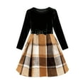 thumbnail image 6 of NAISIBABY Girls Long Sleeve Dress, Velvet Vintage Plaid Splicing Bowknot Party Pageant Formal Princess Dress Brown 5T, 6 of 6