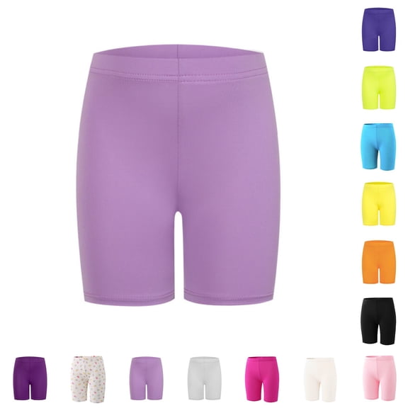 HNMKIU Girls Summer Shorts Elastic Waist Casual Comfortable Play Outfit Toddler Kids Athletic Breathable Soft Purple,3-4 Years