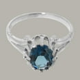 thumbnail image 5 of LBG British Made 925 Sterling Silver Natural London Blue Topaz Womens Statement Ring - 33 size options - Size 5, 5 of 6