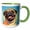 Green/White, variant on 3drose, Bask in the Glory of the Angelic Pug., 11oz Two-tone Black Mug