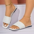 thumbnail image 5 of Viluyesy Women's Slides Sandals, Square Toe Slip-On Shiny Sequin Summer Beach Casual Flat Shoes White 9.5, 5 of 9