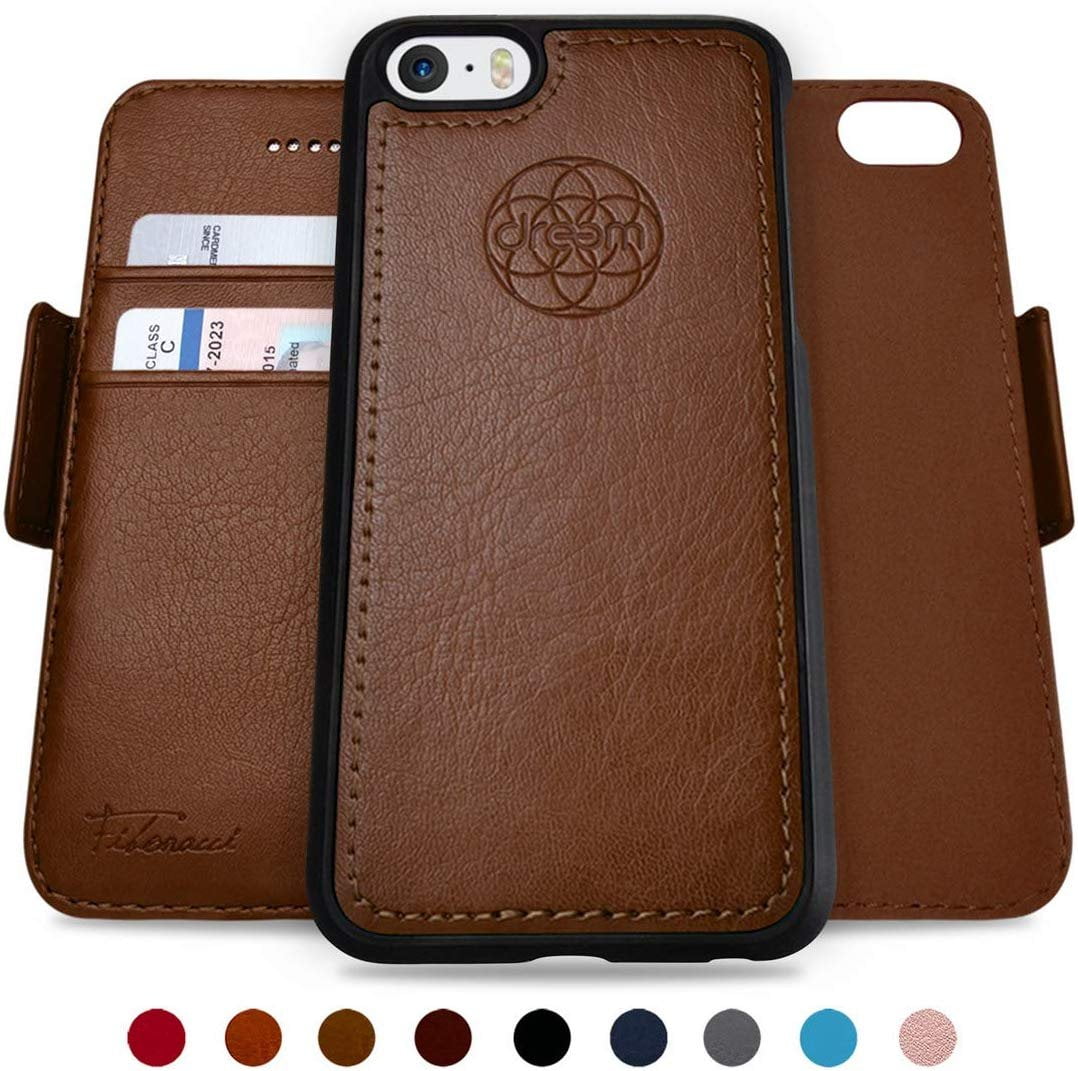 Dreem Fibonacci 2in1 WalletCase for iPhone 5 & SE, Detachable ShockProof TPU Slim