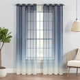 thumbnail image 2 of ECLIPSE Ines Printed Ombre Textured Light Filtering Grommet Window Curtains for Bedroom (2 Panels), 52 in x 63 in, Indigo, 2 of 7