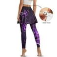 thumbnail image 2 of FUIALDOLG Purple Butterflies Leggings with Skirt,Full Length Yoga Leggings with Pockets,Comfy Stretchy Lady Tennis Skorts Skirts with Pants Golf Clothing,Size 2XL, 2 of 7