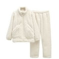 thumbnail image 4 of Coerni Boys Fuzzy Furry Outfits Cozy 2 Piece Zipper Pullover Sweatshirt and Jogger Pants Girl Winter Warm Thermal Set Tracksuit, 4 of 4