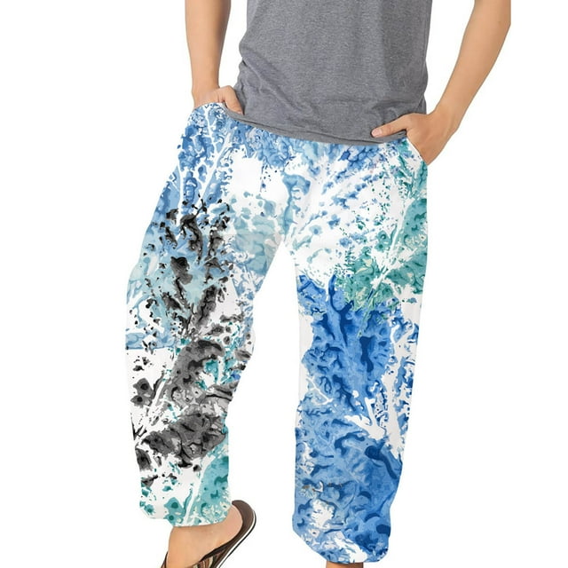 Pantalones largos para hombre, bombachos de moda, pantalones estampados elásticos sueltos para playa Athleisure Odeerbi ODB-2