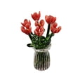 thumbnail image 2 of Miniature Glass Flower Bouquet Ornament, Handcrafted Decorative Glass Flowers in Ribbed Vase for Home Office Desk Shelf Decor, Unique Collectible Gift, 2.36 Inches Tall,A, 2 of 6