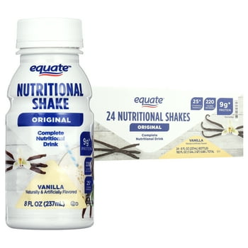 Equate Original Meal Replacement tional Shakes, Vanilla, 8 fl oz, 24 Count