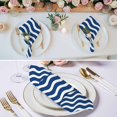 thumbnail image 2 of Navy Blue White Cloth Napkins, Abstract Waves Water Ripple Striped Washable and Reusable Dinner Napkins Set of 4, Table Napkin for Kitchen Party Birthday Wedding Hotel Housewarming 20"x20", 2 of 8